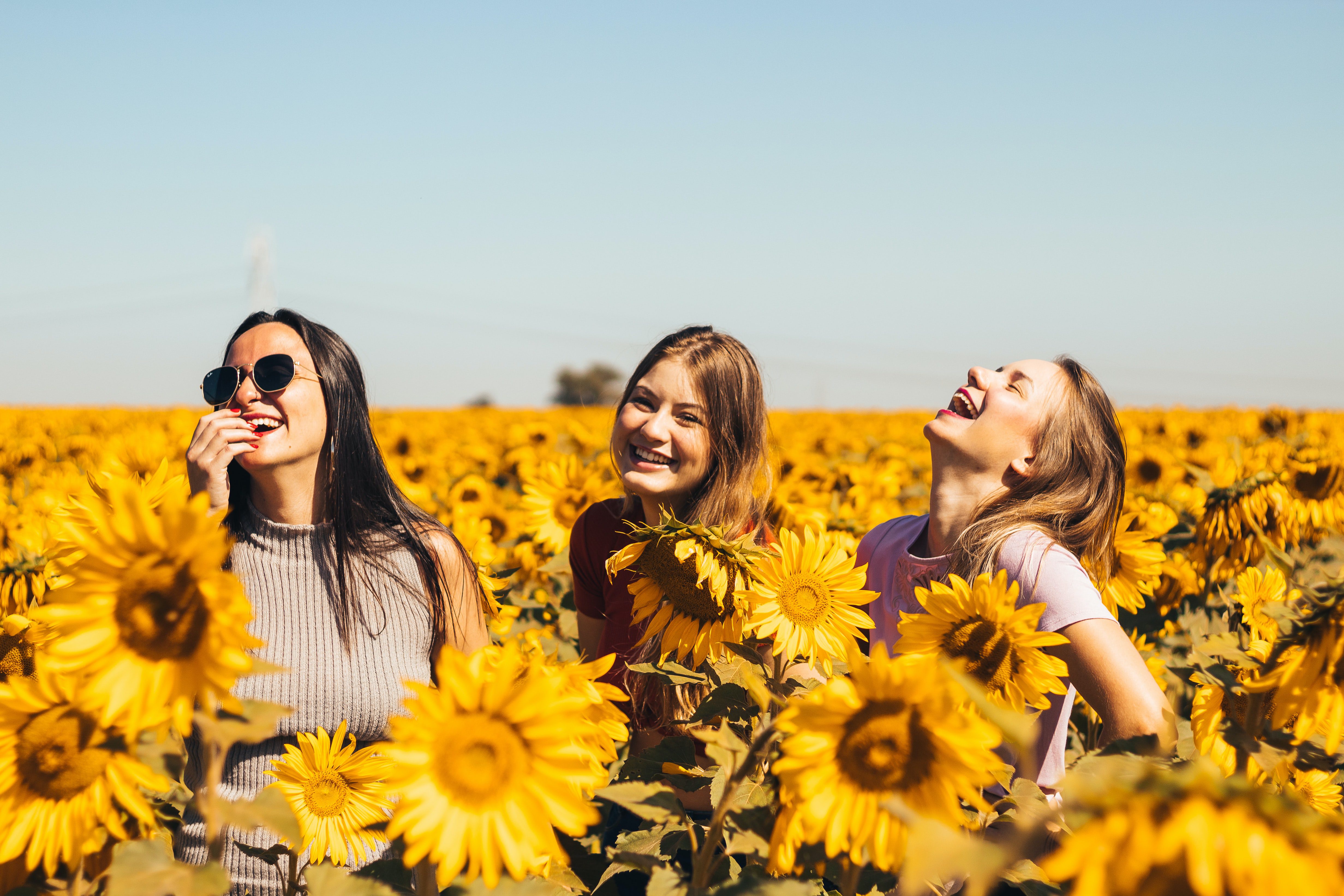three women feeling relax and laughing