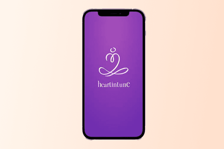 phone with heartintune purple logo screen